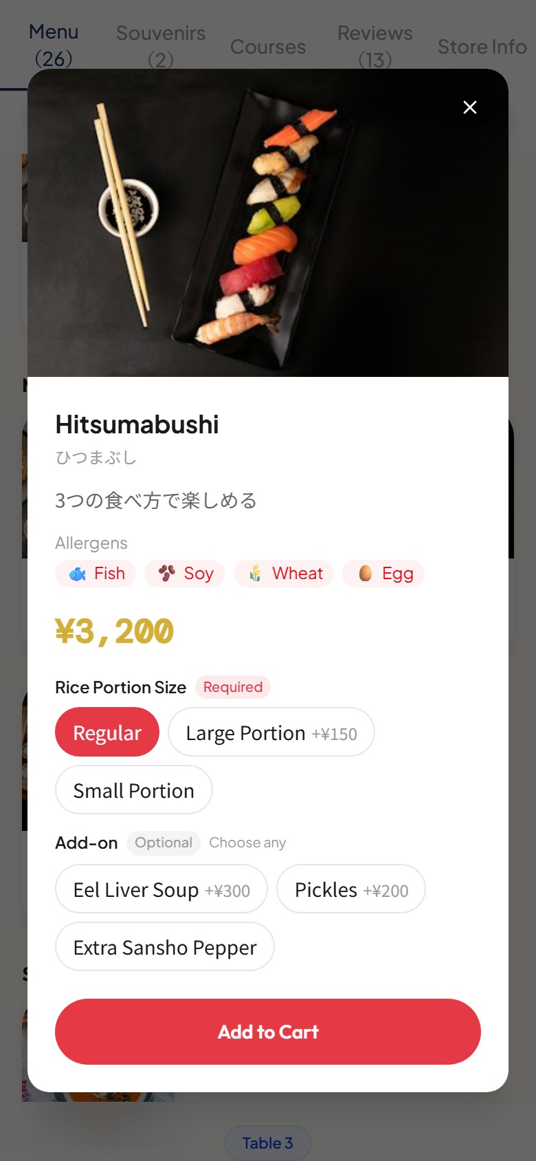 旅行者のスマホ。英語のメニューから注文している
